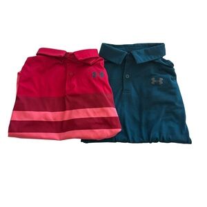 Under Armour Red and Teal Polo Shirts